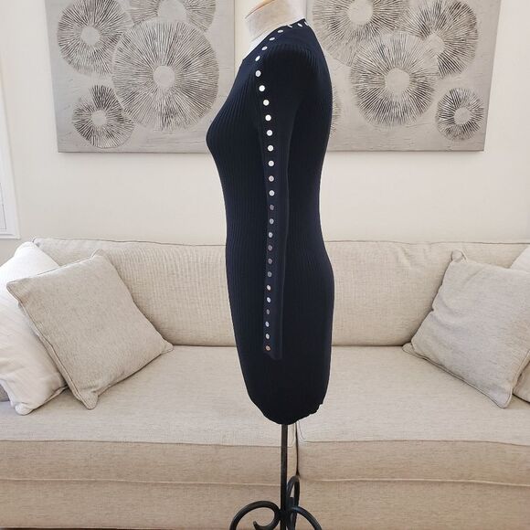 Alexander Wang Snap Button Studded Ribbed Sweater Dress size Small in Black - Picture 6 of 9